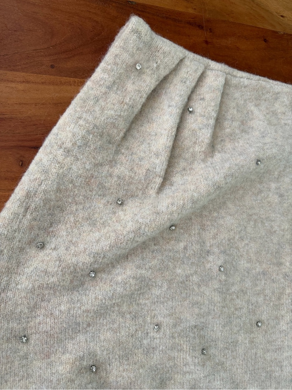 Astr Cream One-Shoulder Rhinestone Embellished Sweater - Picture 4 of 6